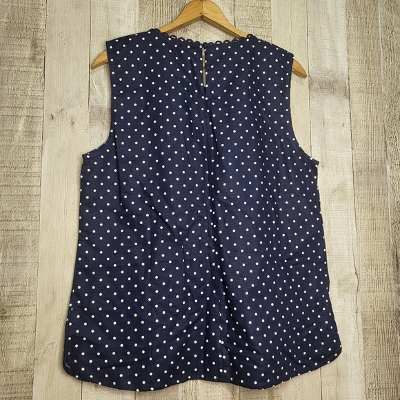 J. Crew Navy Blue and White Polka Dot Sleevless Blouse - Picture 2 of 6